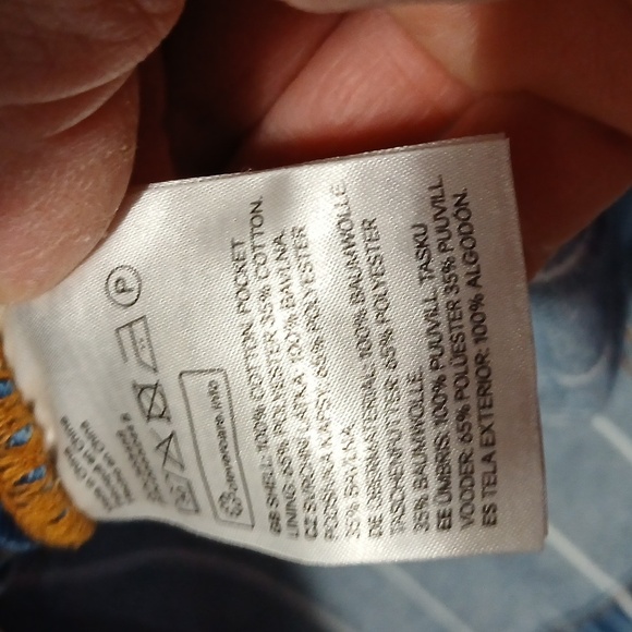 Divided Striped Blue Denim Overall Skirt Women's size 8  80's Utility - Picture 7 of 7